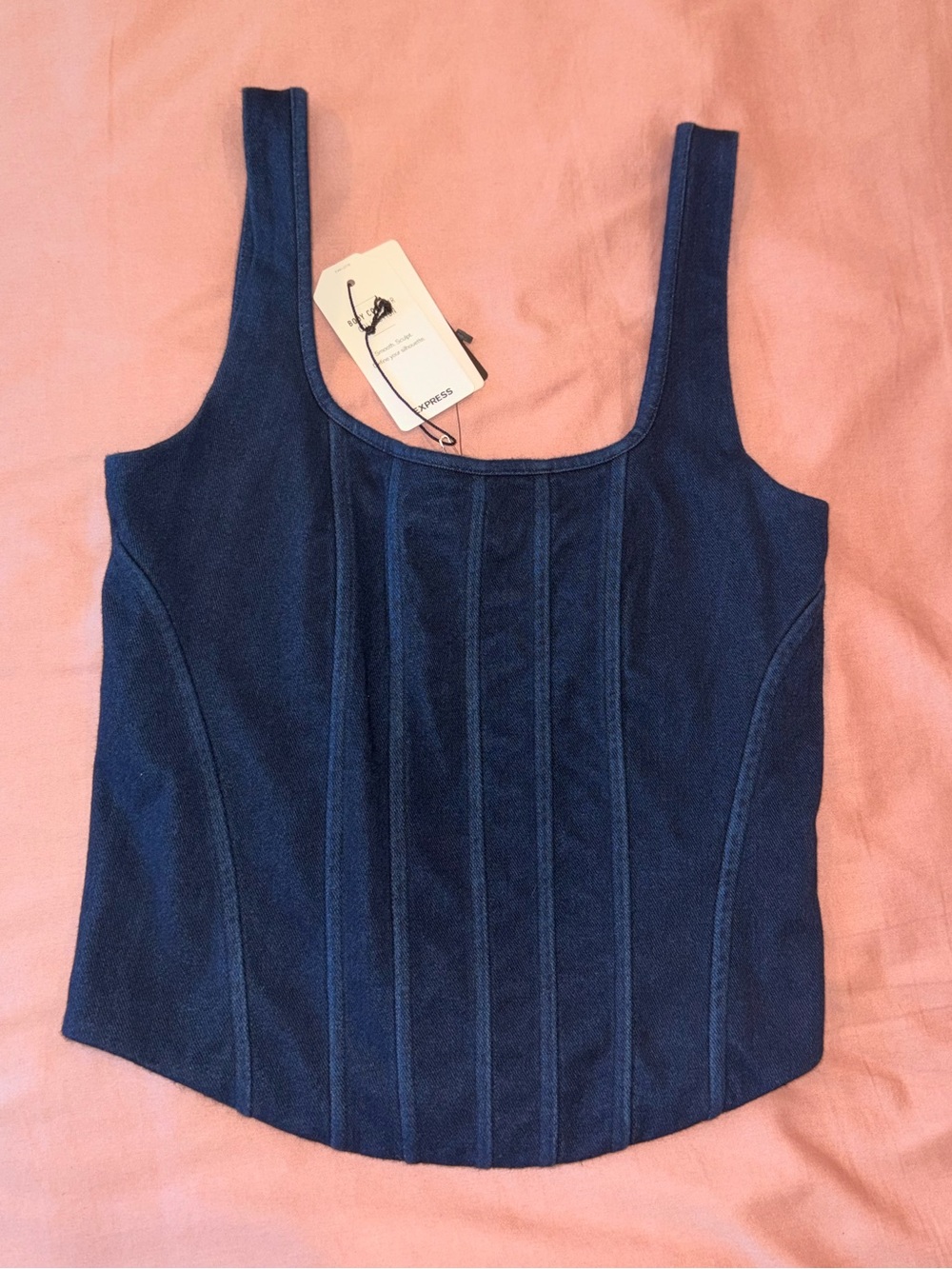 Express Navy Structured Square-Neck Tank - Picture 5 of 6